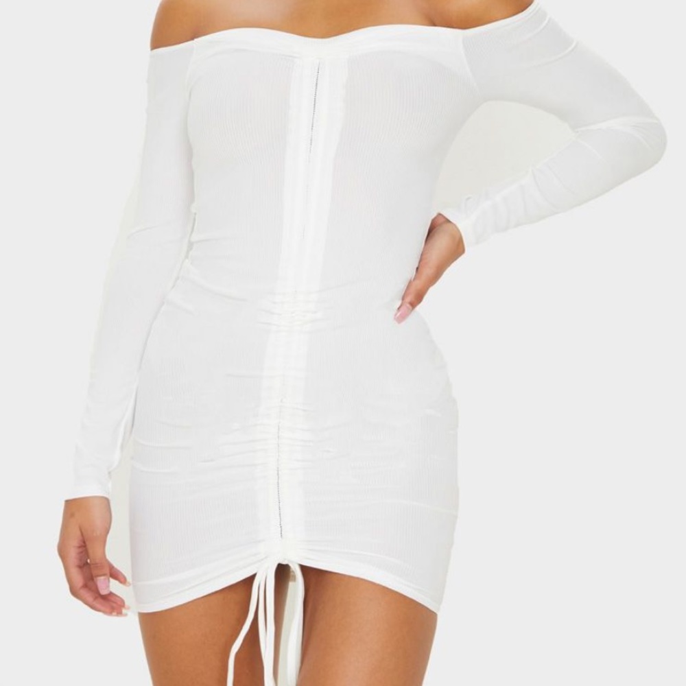 Long sleeve white tight dress